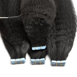 MRS HAIR Kinky Straight Tape in Extensions Tape Extensions Human Hair Cuticle Remy Yaki Tape in Hair Extensions 12-26 inch 20pcs