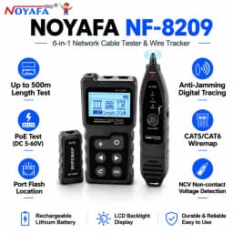 NOYAFA NF- 8209 Network Cable Tracker Cat5 Cat6 PoE Tester Detect Voltage Measure Fault Distance Cable Tester with NCV & Lamp