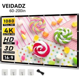VEIDADZ Projector Screen White Less Creases 60-200 inch Soft High Density Portable Foldable Projection Screen for Outdoor Movie