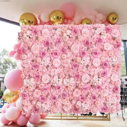Pink Silk Rose Flower Wall Artificial Flower For Wedding Decoration BabyShow Party Birthday Gift Home Backdrop Decor