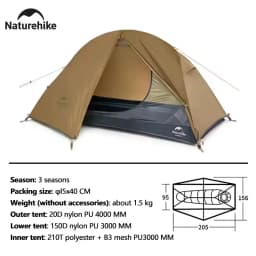 Naturehike Cycling Tent 1 Person Ultralight Outdoor 3 Season Waterproof 20D Nylon Tent Camping Hiking Backpacking Portable Tent