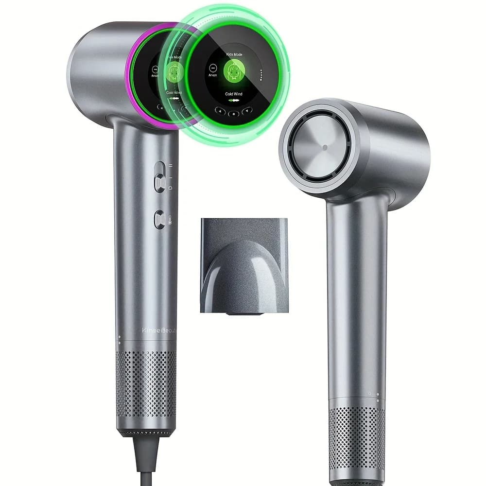 High Speed Hair Dryer 110,000 RPM BLDC Motor 1600W Ionic Negative Ion 5 Intelligent Modes LED Display for Home Travel