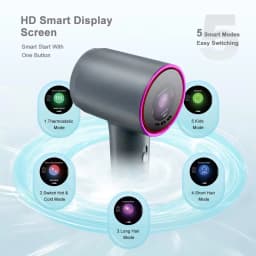 High Speed Hair Dryer 110,000 RPM BLDC Motor 1600W Ionic Negative Ion 5 Intelligent Modes LED Display for Home Travel