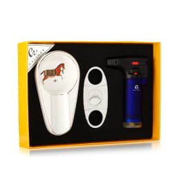 GALINER Travel Cigar Accessories Set Metal Butane Gas Lighter Cigar Cutter Tobacco Guillotine Home Ceramic Cigar Ashtrays