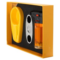 GALINER Travel Cigar Accessories Set Metal Butane Gas Lighter Cigar Cutter Tobacco Guillotine Home Ceramic Cigar Ashtrays