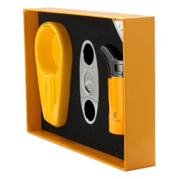 GALINER Travel Cigar Accessories Set Metal Butane Gas Lighter Cigar Cutter Tobacco Guillotine Home Ceramic Cigar Ashtrays