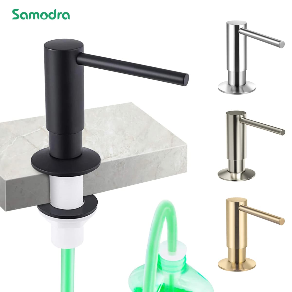 Samodra liquid Soap Dispenser With Extension Tube Kit Brass Pump Head For Kitchen Sink Bathroom accessories 4 color dispenser So