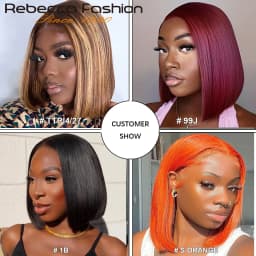 Ginger Short Bob Lace Front Wigs 100% Human Hair Wigs Lace Wigs For Women Blonde Orange Straight Brazilian Hair T Part Wig QVR
