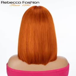 Ginger Short Bob Lace Front Wigs 100% Human Hair Wigs Lace Wigs For Women Blonde Orange Straight Brazilian Hair T Part Wig QVR