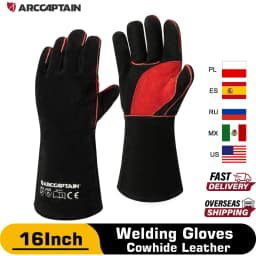 ARCCAPTAIN 16inch Welding Gloves Multifunctional Works Gloves Heat Resistant Mig/Stick/Tig Welder Welding Supplies Gloves