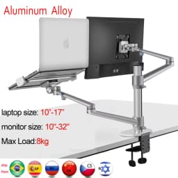 OL-3L OL-3T Aluminum Silver Ergonomics 10'-17' Desk Laptop Stand 32' Monitor Desktop Bracket Computer Mount Full Motion Column