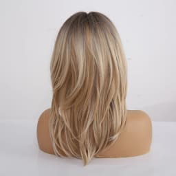 ALAN EATON Synthetic Wigs Long Straight Layered Hairstyle Ombre Black Brown Blonde Gray Ash Full Wigs with Bangs for Black Women