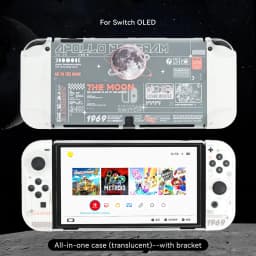 GeekShare Go To the Moon Protect Shell Compatible for Regular Switch / Switch OLED Transparent Hard Case Cover
