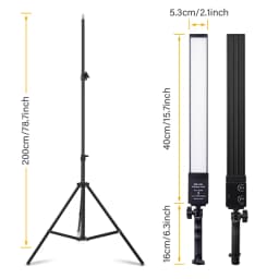 Photography Lighting Stick, LED Video Light Kit with Stand Dimmable Bi-color 3200-5500K for Live Streaming Portrait Vlog, 50W