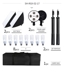 SH Photo Studio Softbox Light Kit Photographic Equipment Four Lamp Holders Continuous Light System With E27 Bulb Accessories