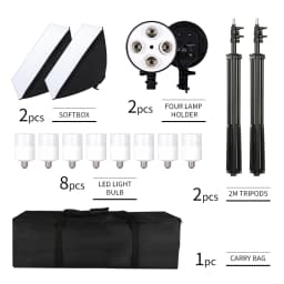 SH Photo Studio Softbox Light Kit Photographic Equipment Four Lamp Holders Continuous Light System With E27 Bulb Accessories