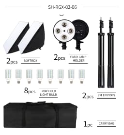 SH Photo Studio Softbox Light Kit Photographic Equipment Four Lamp Holders Continuous Light System With E27 Bulb Accessories