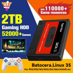 Batocera.Linux 35 2TB Gaming HDD Portable Game Hard Drive with 52000+ Games for PS3/PS2/Wii/WiiU/N64/MAME/SS, Compatible with PC