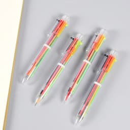 50 Pcs Creative Six-color Ballpoint Pen Cute Multi-color Ball Point Pen Press Color Oil Pen 6 Refills Writing School Supplies