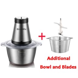 BioloMix 2 Speeds 500W Stainless Steel 2L Capacity Electric Chopper Meat Grinder Mincer Food Processor Slicer