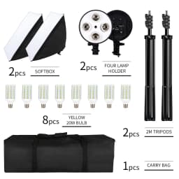 SH Photography Softbox Lighting Kit Four Lamp Softbox Kit 50x70CM Soft Box Equipment E27 Base For Photo Studio Kit Shooting