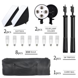 SH Photography Softbox Lighting Kit Four Lamp Softbox Kit 50x70CM Soft Box Equipment E27 Base For Photo Studio Kit Shooting