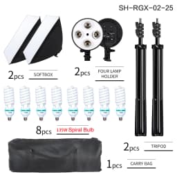 SH Photography Four Lamp Holder Softbox 50x70CM Photo Studio Lighting Kit Softbox Kits Soft Box Photographic Equipment E27 Base
