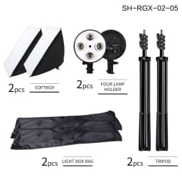 SH Photography Four Lamp Holder Softbox 50x70CM Photo Studio Lighting Kit Softbox Kits Soft Box Photographic Equipment E27 Base