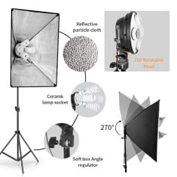 SH Photography Four Lamp Holder Softbox 50x70CM Photo Studio Lighting Kit Softbox Kits Soft Box Photographic Equipment E27 Base
