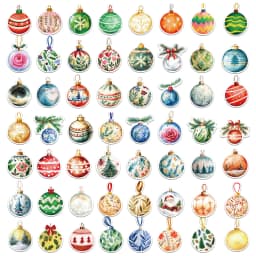 56PCS Christmas Ball Stickers Exquisite Handheld Account Materials Phone Cases Laptop Suitcases Water Cups Waterproof Stickers