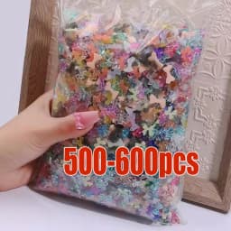 600/500/100Pcs Mixed Resin Bow/Flowers Nail Art Charms 3D Colorful Acrylic Bow Fairy Rhinestone Decor DIY Christmas Bow Parts