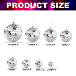 2-10cm Mirror Disco Ball 70s 80s Party Decors Reflective Ball Hanging Ornaments for Christmas Birthday Party Wedding Decorations
