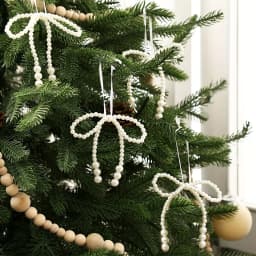 6/12pcs New Hand Woven Imitation Pearl Bow Christmas Decoration Christmas Fringe Pendant Holiday Party Girls Room Decor Supplies