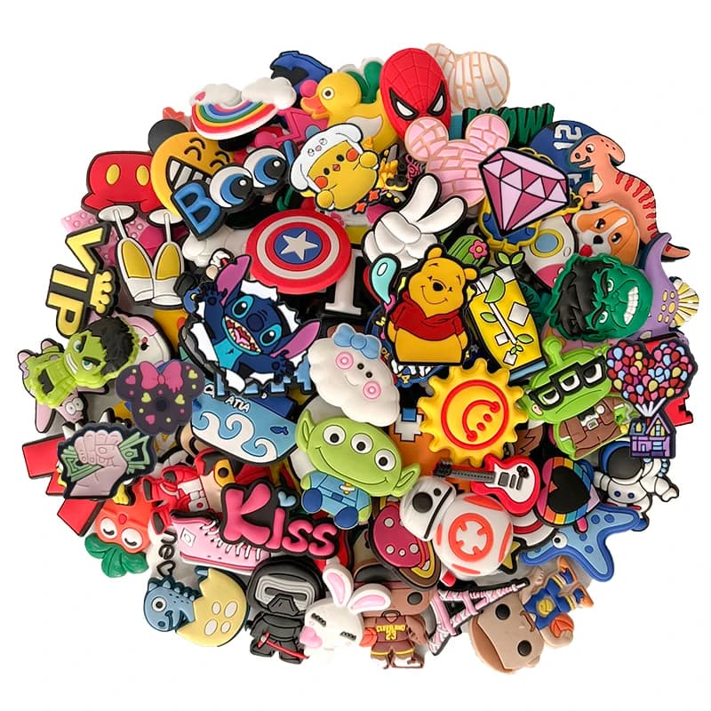 30-200Pcs Random Mixed Cartoon Shoe Charms For Slides Clog Sandals Shoes Decorations Accessories For Christmas Birthday Gifts