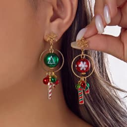 New Christmas Ribbon Star Long Tassel Earrings for Women Delicate Crystal Bowknot Hollow Bell Drop Earring Xmas Festival Jewelry