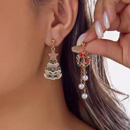 New Christmas Ribbon Star Long Tassel Earrings for Women Delicate Crystal Bowknot Hollow Bell Drop Earring Xmas Festival Jewelry