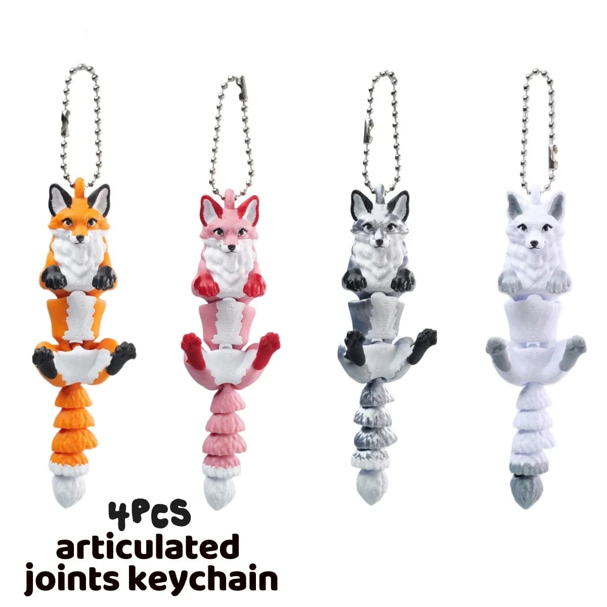 1/4 Piece - 3D Printed Articulated Fox Ornament, Christmas Hanging Decoration, New Year Birthday Wedding Party Gift, Gift Bag Filler, Indoor Car Decoration Pendant, Backpack Keychain