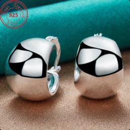 Luxury S925 Sterling Silver 20MM Fine Glossy Round Earrings For Women Fashion Wedding Gifts Accessories Christmas Jewelry