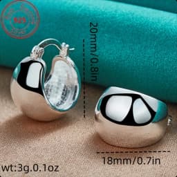 Luxury S925 Sterling Silver 20MM Fine Glossy Round Earrings For Women Fashion Wedding Gifts Accessories Christmas Jewelry