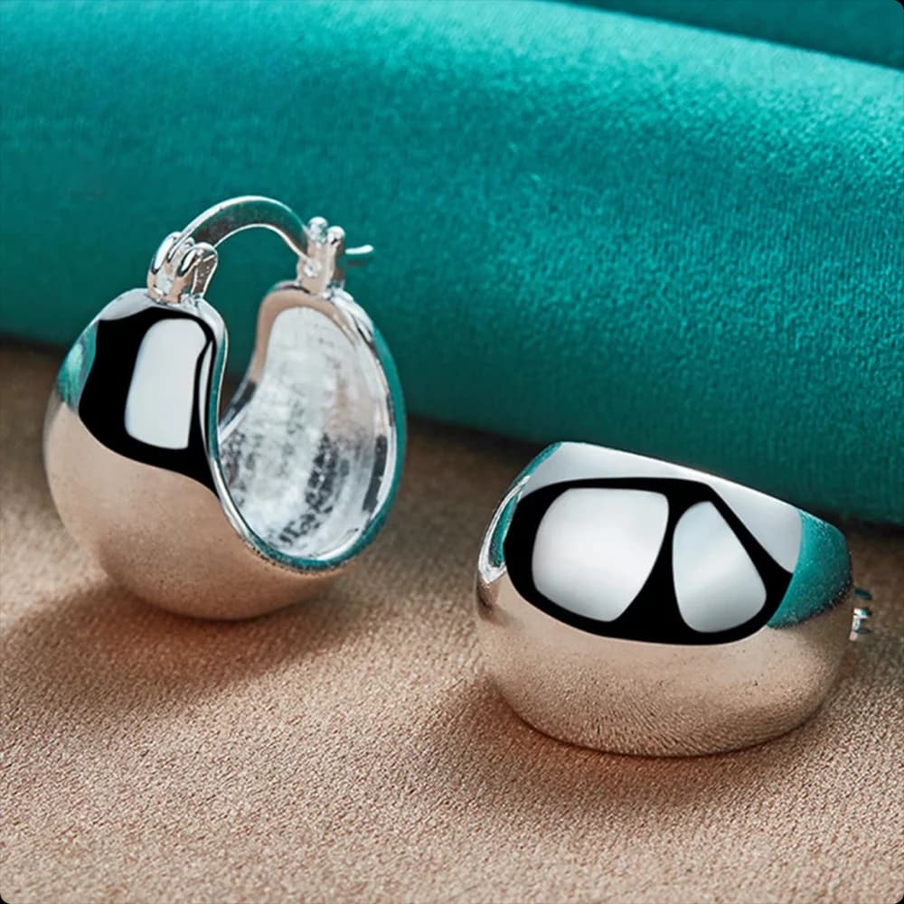 Luxury S925 Sterling Silver 20MM Fine Glossy Round Earrings For Women Fashion Wedding Gifts Accessories Christmas Jewelry