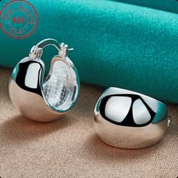 Luxury S925 Sterling Silver 20MM Fine Glossy Round Earrings For Women Fashion Wedding Gifts Accessories Christmas Jewelry