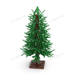 Pine Tree Model - Snowy Christmas Tree Street Decoration DIY Building Block Kit, Compatible with Major Brands