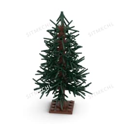Pine Tree Model - Snowy Christmas Tree Street Decoration DIY Building Block Kit, Compatible with Major Brands