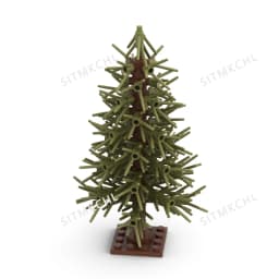 Pine Tree Model - Snowy Christmas Tree Street Decoration DIY Building Block Kit, Compatible with Major Brands