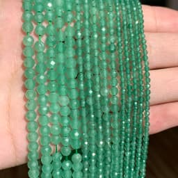 Natural Stone 2/3/4mm Green Aventurine Jades Faceted Mineral Loose Beads for Jewelry Making DIY Christmas Gift Bracelets 15''