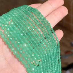 Natural Stone 2/3/4mm Green Aventurine Jades Faceted Mineral Loose Beads for Jewelry Making DIY Christmas Gift Bracelets 15''