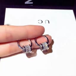 New Designer Earrings. There Are Two Detachable Wearing Modes, Round Shiny Zircon Silvery Earrings. Cute Christmas Gift.