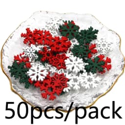 (50 Pieces) Christmas Snowflakes, Multicolored Wooden Pieces, Mixed Shapes, Wooden Snowflakes, Christmas Decorations, Pendants,