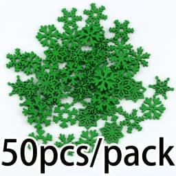 (50 Pieces) Christmas Snowflakes, Multicolored Wooden Pieces, Mixed Shapes, Wooden Snowflakes, Christmas Decorations, Pendants,