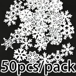 (50 Pieces) Christmas Snowflakes, Multicolored Wooden Pieces, Mixed Shapes, Wooden Snowflakes, Christmas Decorations, Pendants,
